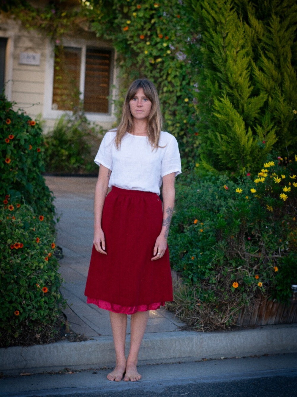 Vintage Red Layered A Line Skirt